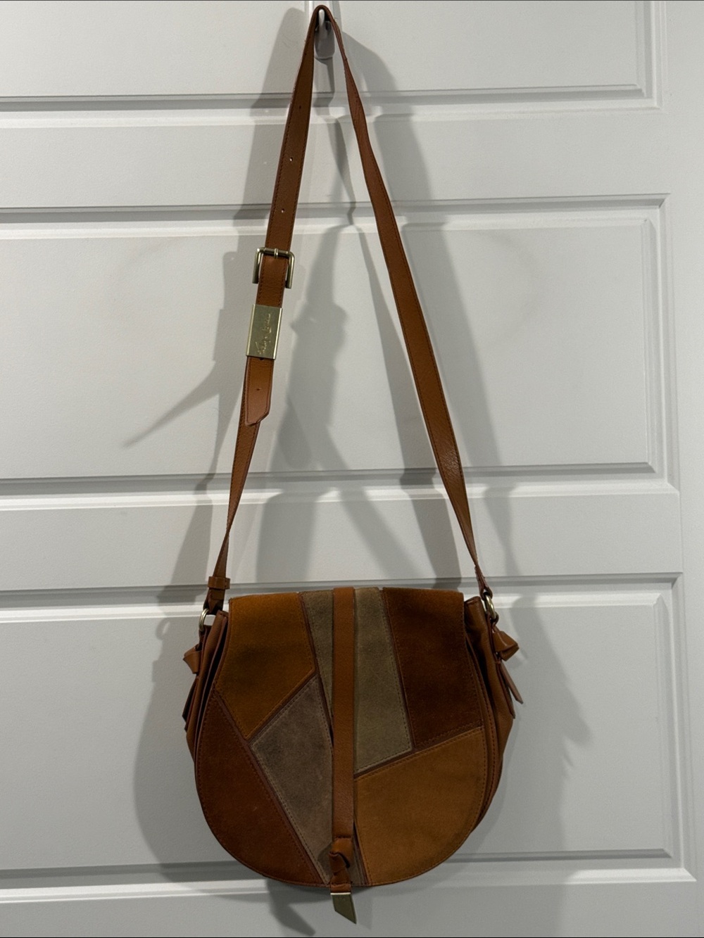 FOLEY+CORINNA DAISY PATCHWORK SADDLE BAG LEATHER CROSS BODY NEUTRAL MULTI